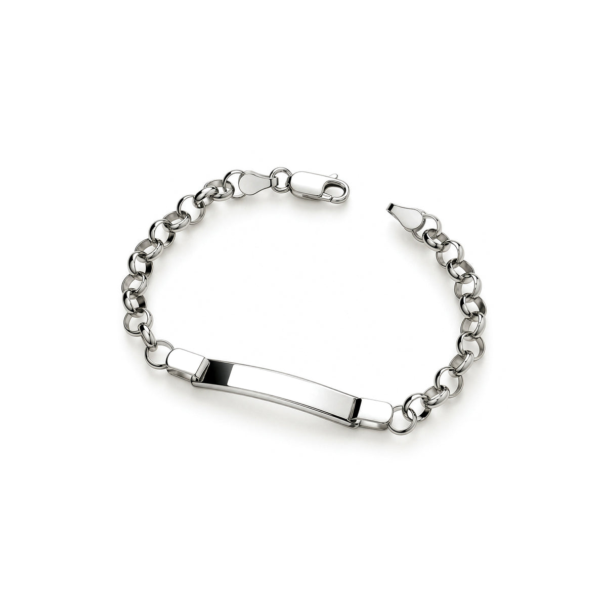 Sterling silver baby child ID belcher bracelet 6.5 inch - top