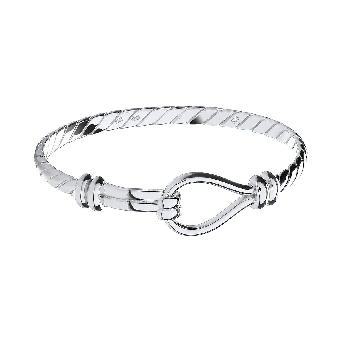 Sterling Silver Baby Twist Hook Bangle