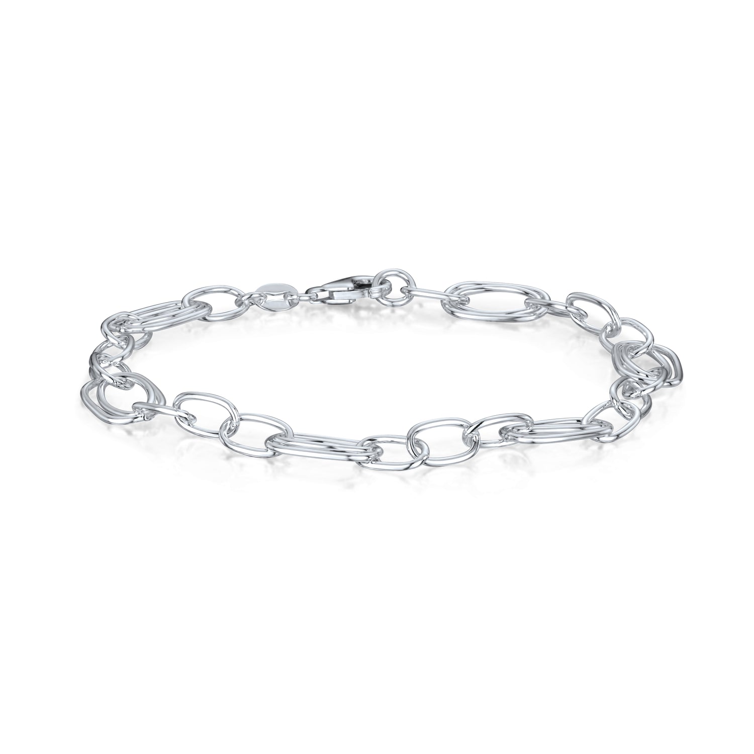 Sterling Silver Handmade Solid Fancy Multi Link Square Bracelet