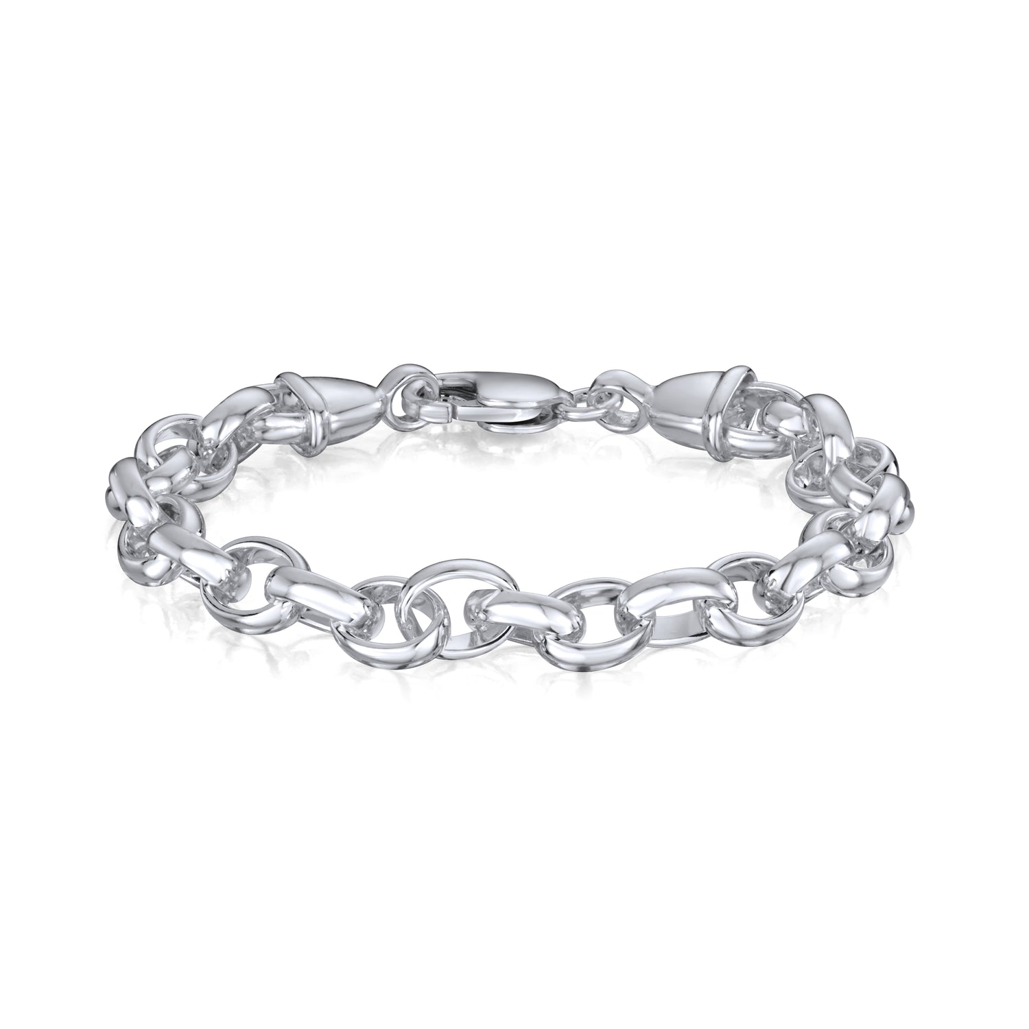 Sterling Silver Handmade Solid Oval Belcher Bracelet with 8.5x11mm Links