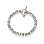 Sterling silver heavy belcher bracelet with t-bar clasp 7.5 inch - top