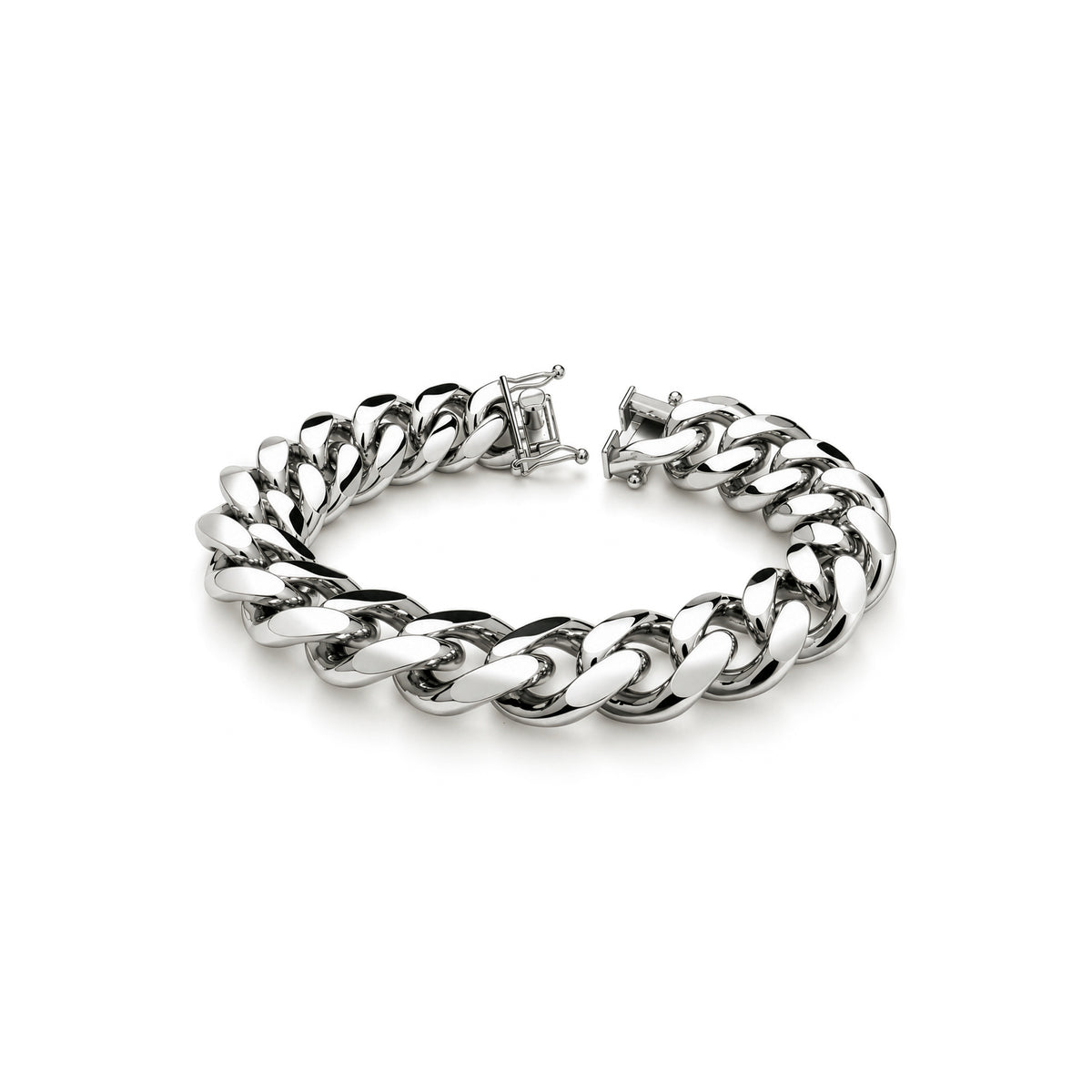Sterling silver mens cuban bracelet 9.5 inch - front