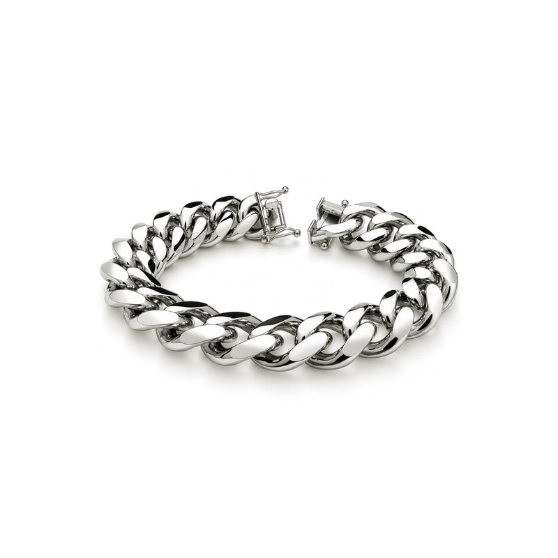 Sterling silver mens cuban bracelet 9.5 inch - front