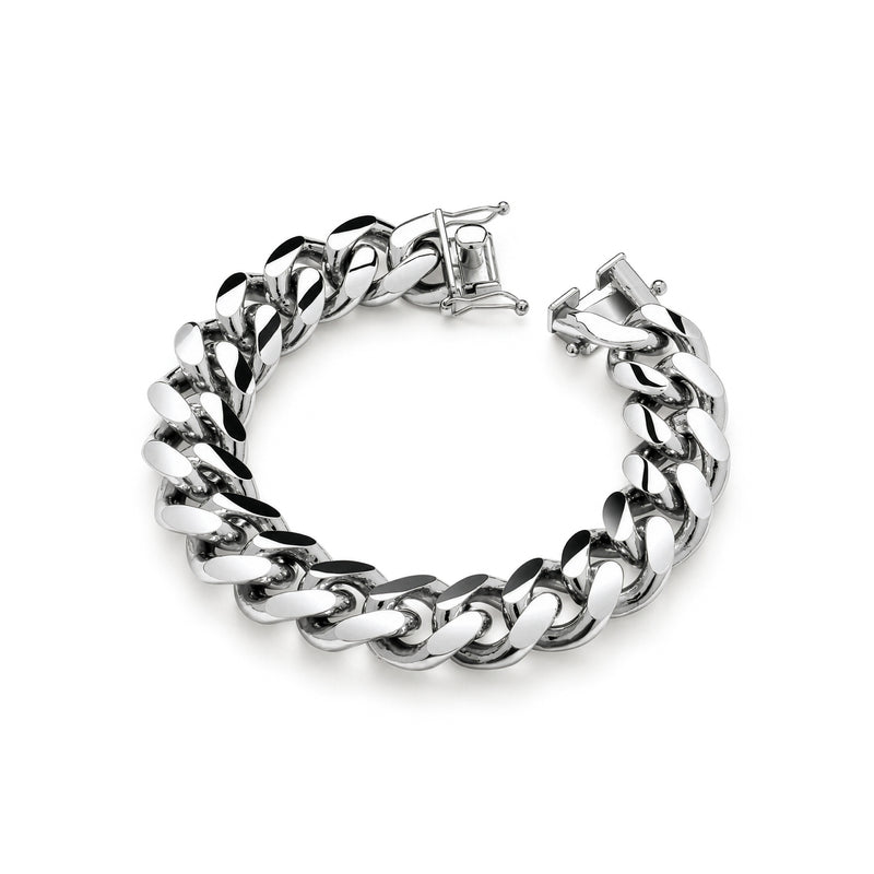 Sterling silver mens cuban bracelet 9.5 inch - top