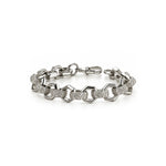Sterling silver mens hexagon patterned belcher bracelet 10 inch - front