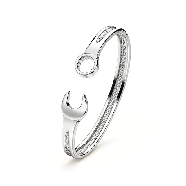 Sterling Silver Men's Spanner Torque Bangle