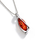 Sterling Silver Natural Baltic Amber Angular Marquise Pendant