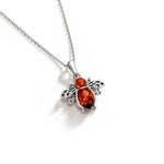 Sterling Silver Natural Baltic Amber Bee Pendant