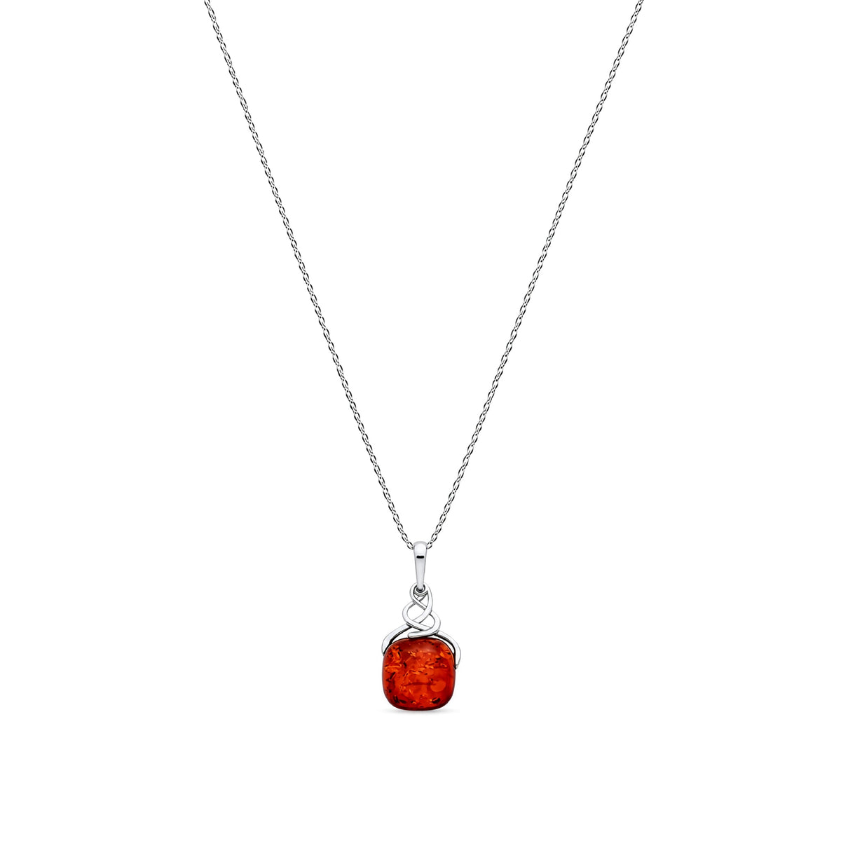 Sterling Silver Natural Baltic Amber Celtic Drop Pendant