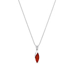 Sterling Silver Natural Baltic Amber Elongated Marquise Sweep Pendant