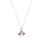 Sterling Silver Natural Baltic Amber Five-Leaf Branch Pendant