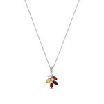 Sterling Silver Natural Baltic Amber Leaf Cluster Pendant