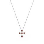 Sterling Silver Natural Baltic Amber Ornate Cross Pendant