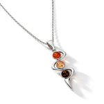 Sterling Silver Natural Baltic Amber Three-Stone Swirl Pendant