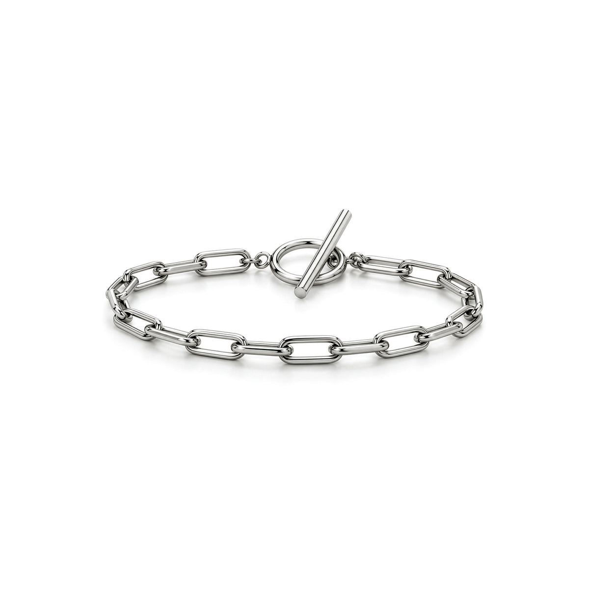 Sterling Silver Paperclip Bracelet with T-Bar Clasp