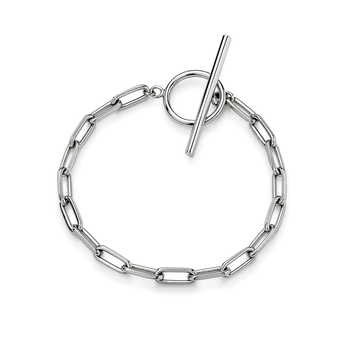 Sterling Silver Paperclip Bracelet with T-Bar Clasp