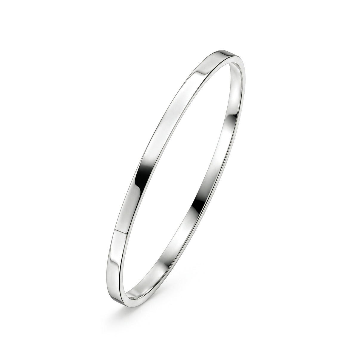 Sterling Silver Solid 4mm Flat Profile Bangle