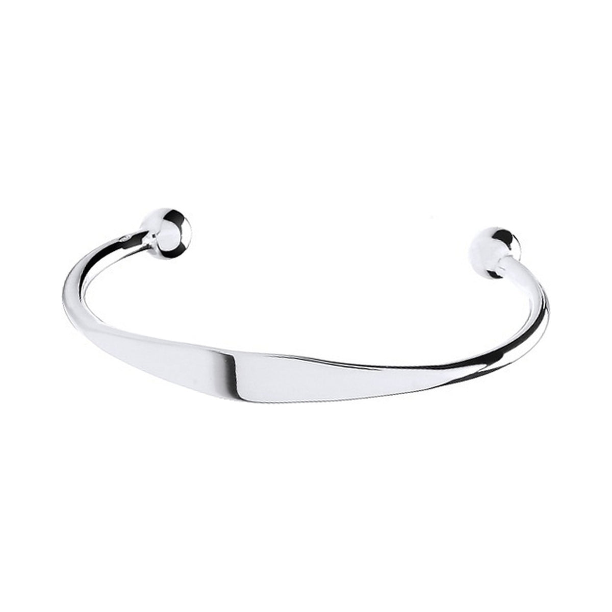 Sterling Silver Solid Baby ID Torque Bangle
