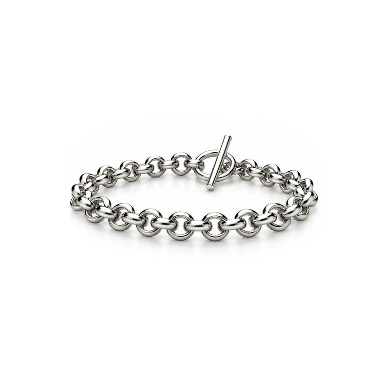 Sterling silver substantial belcher bracelet with t-bar clasp 7.5 inch - front