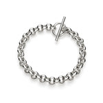 Sterling silver substantial belcher bracelet with t-bar clasp 7.5 inch - top