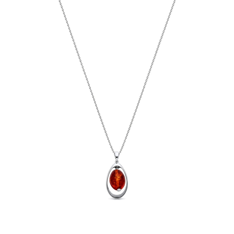 Sterling Silver Natural Baltic Amber Suspended Amber Drop Pendant