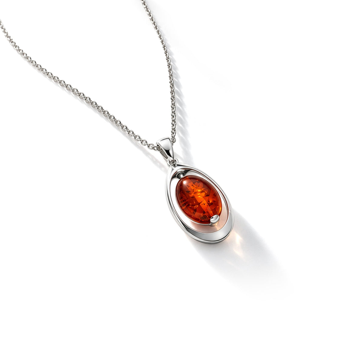 Sterling Silver Natural Baltic Amber Suspended Amber Drop Pendant