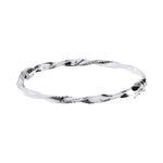 Sterling Silver Twisted Ribbed Edge Hollow Hinged Bangle