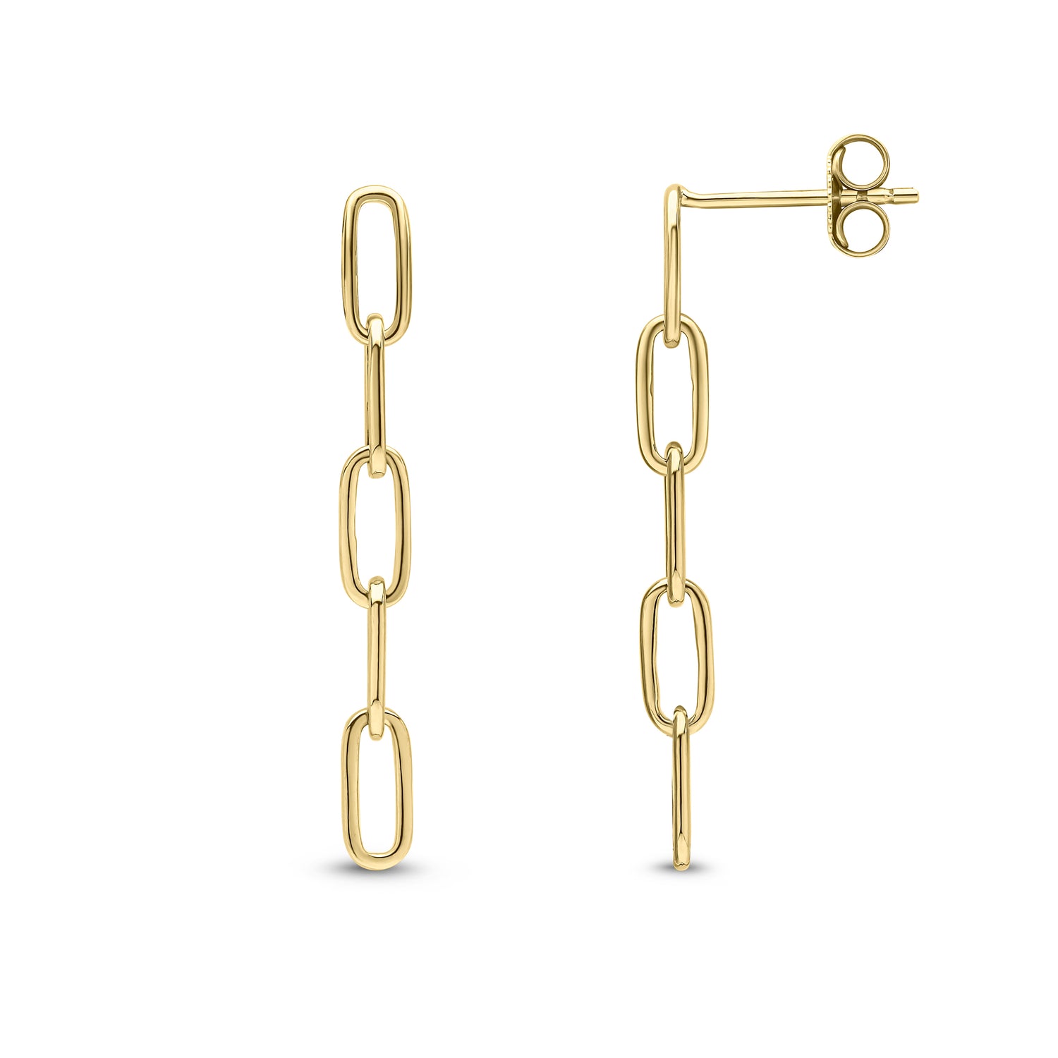 9ct Yellow Gold Paperchain Drop Earrings — 32mm
