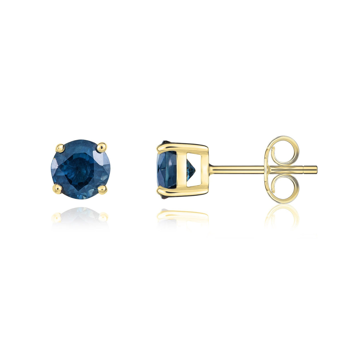9ct Yellow Gold Round Natural Gemstone Claw Stud Earrings — 5mm