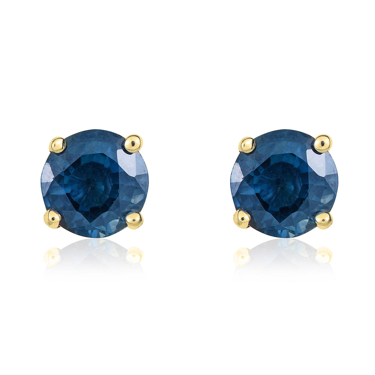 9ct Yellow Gold Round Natural Gemstone Claw Stud Earrings — 5mm