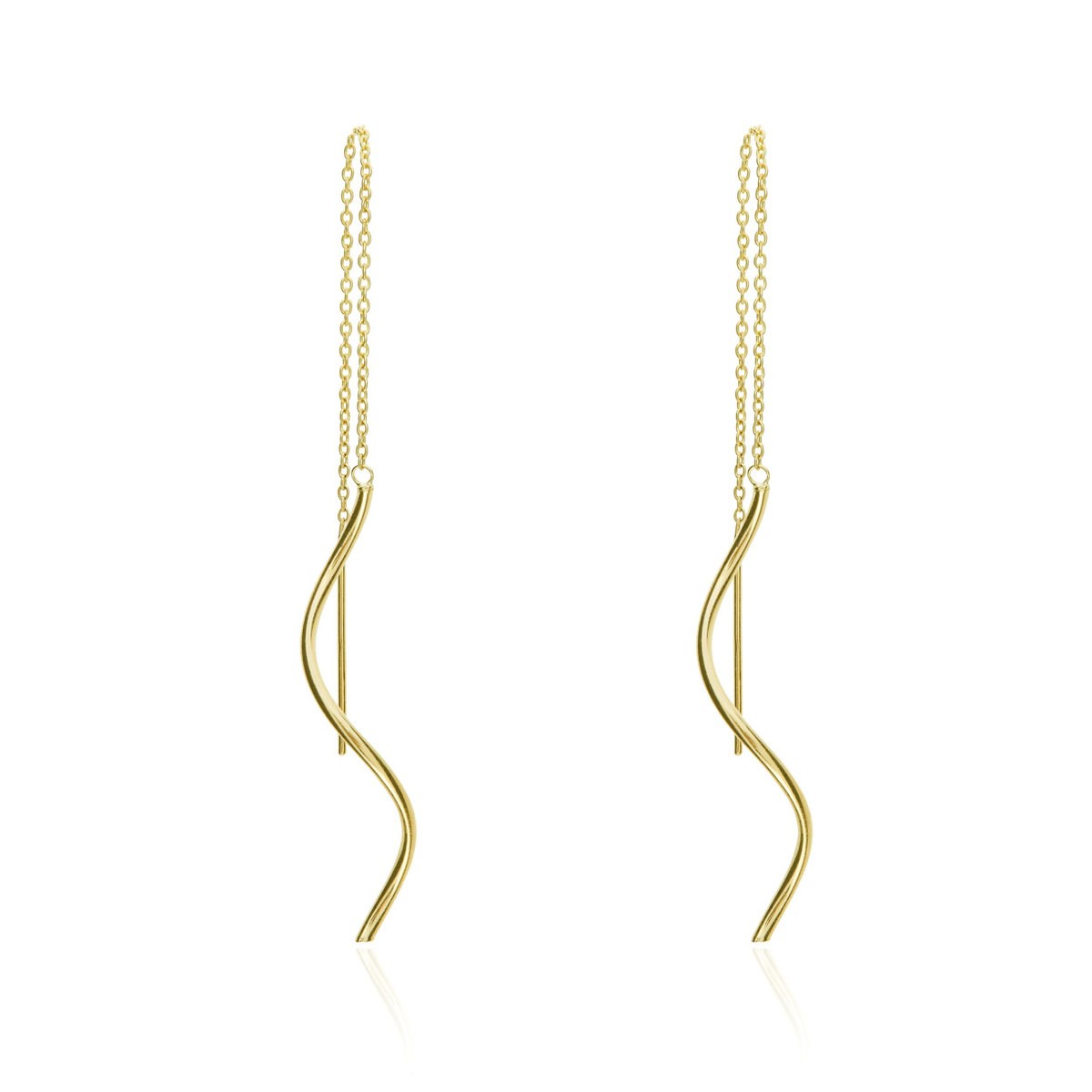 9ct Gold Squiggle Pull-Through Drop Earrings