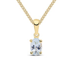 9ct Yellow Gold Oval Natural Aquamarine Claw Pendant — 6x4mm