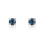 9ct White Gold Round Natural Sapphire Claw Stud Earrings — 3mm