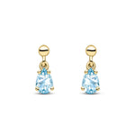 9ct Yellow Gold Pear Shaped Natural Aquamarine Claw Drop Earrings — 6x4mm