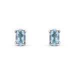 9ct White Gold Oval Natural Aquamarine Claw Stud Earrings — 5x3mm