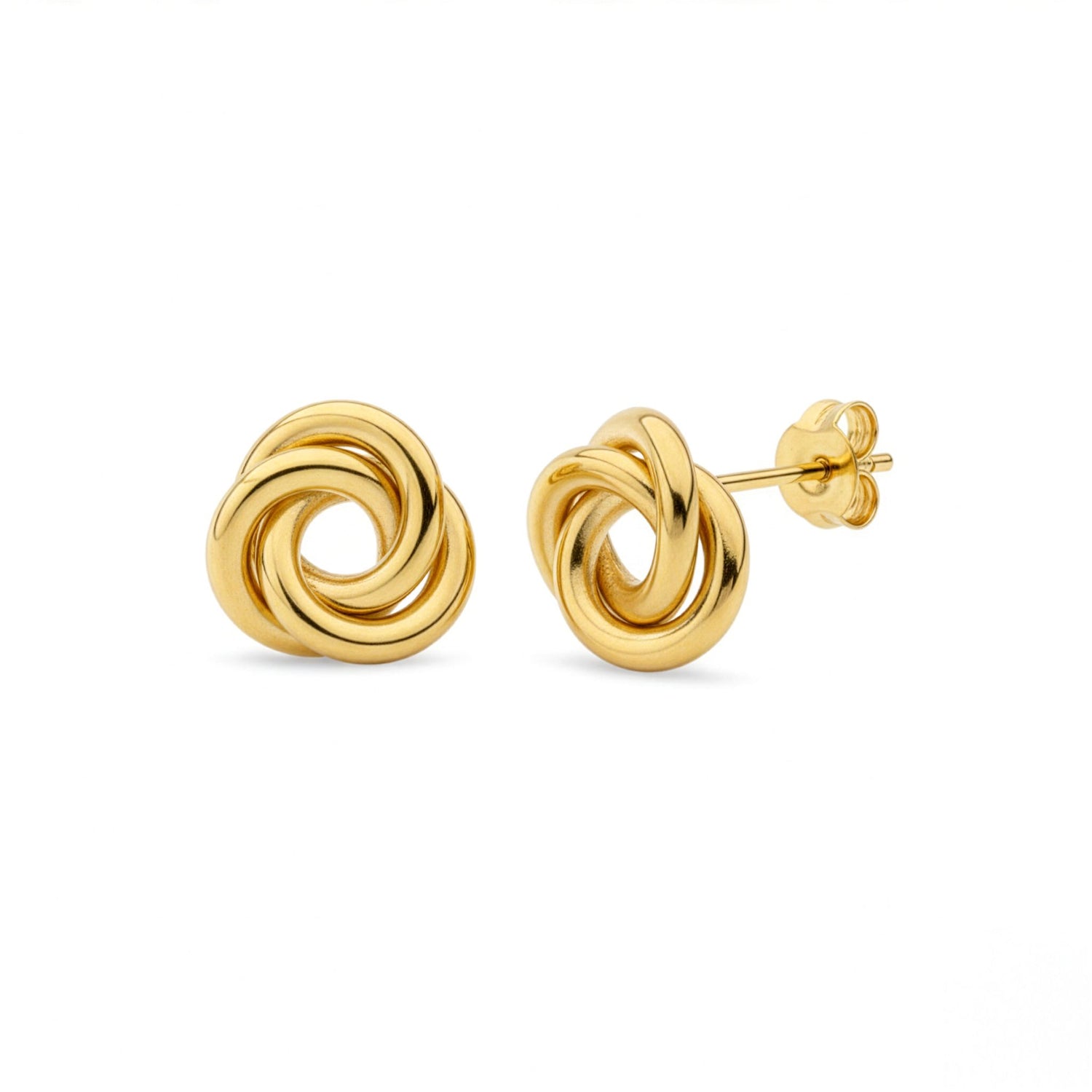 9ct Yellow Gold Love Knot Stud Earrings — 11mm