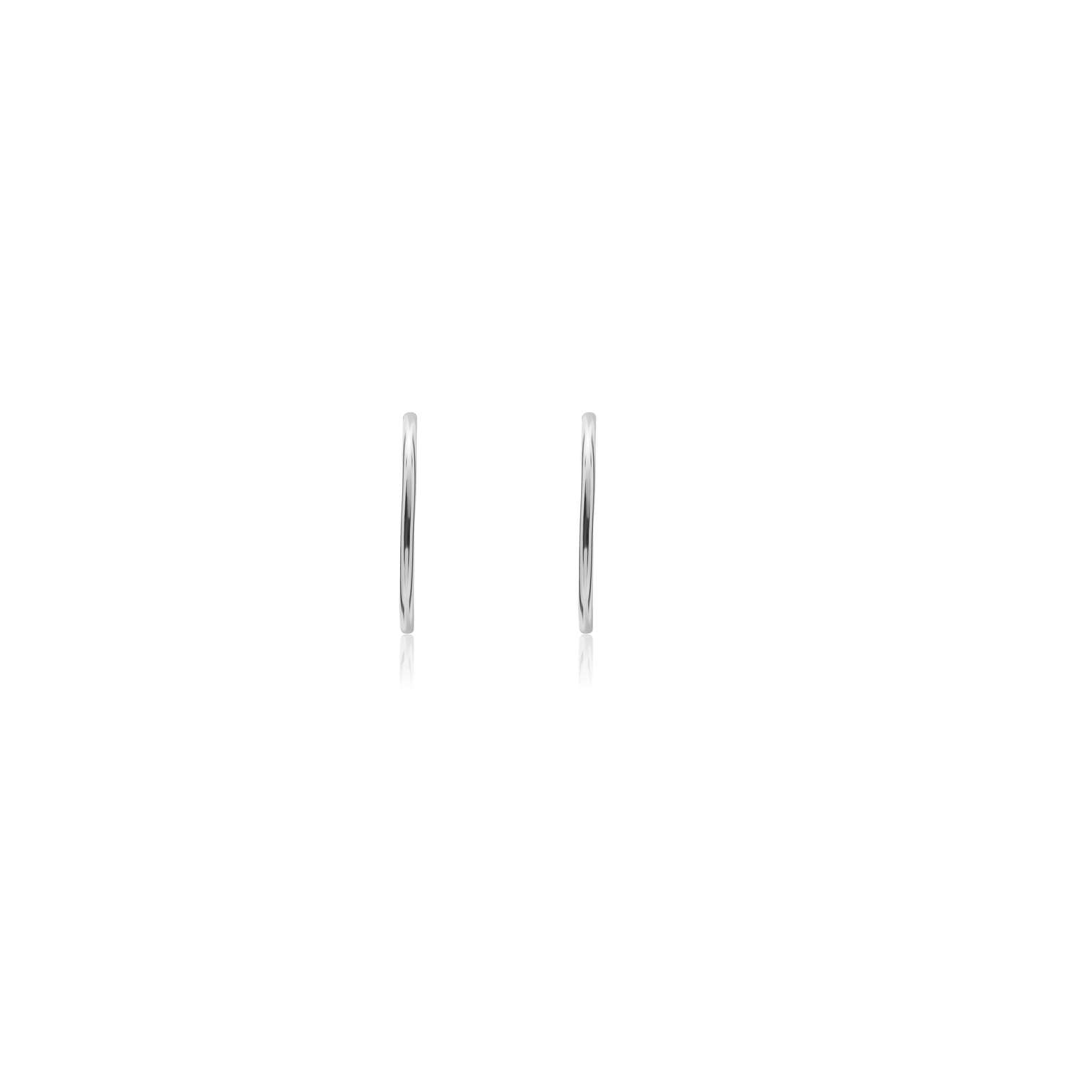 9ct White Gold Thin Sleeper Hoop Earrings — 13x1.5mm