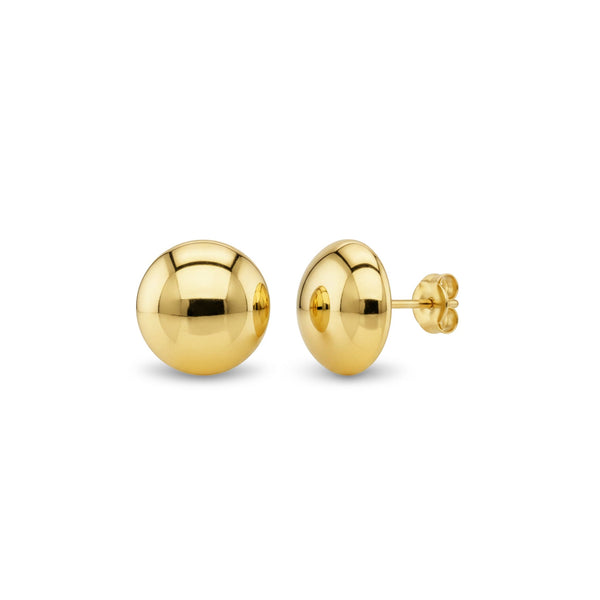 18ct Yellow Gold Polished Button Stud Earrings — 12mm