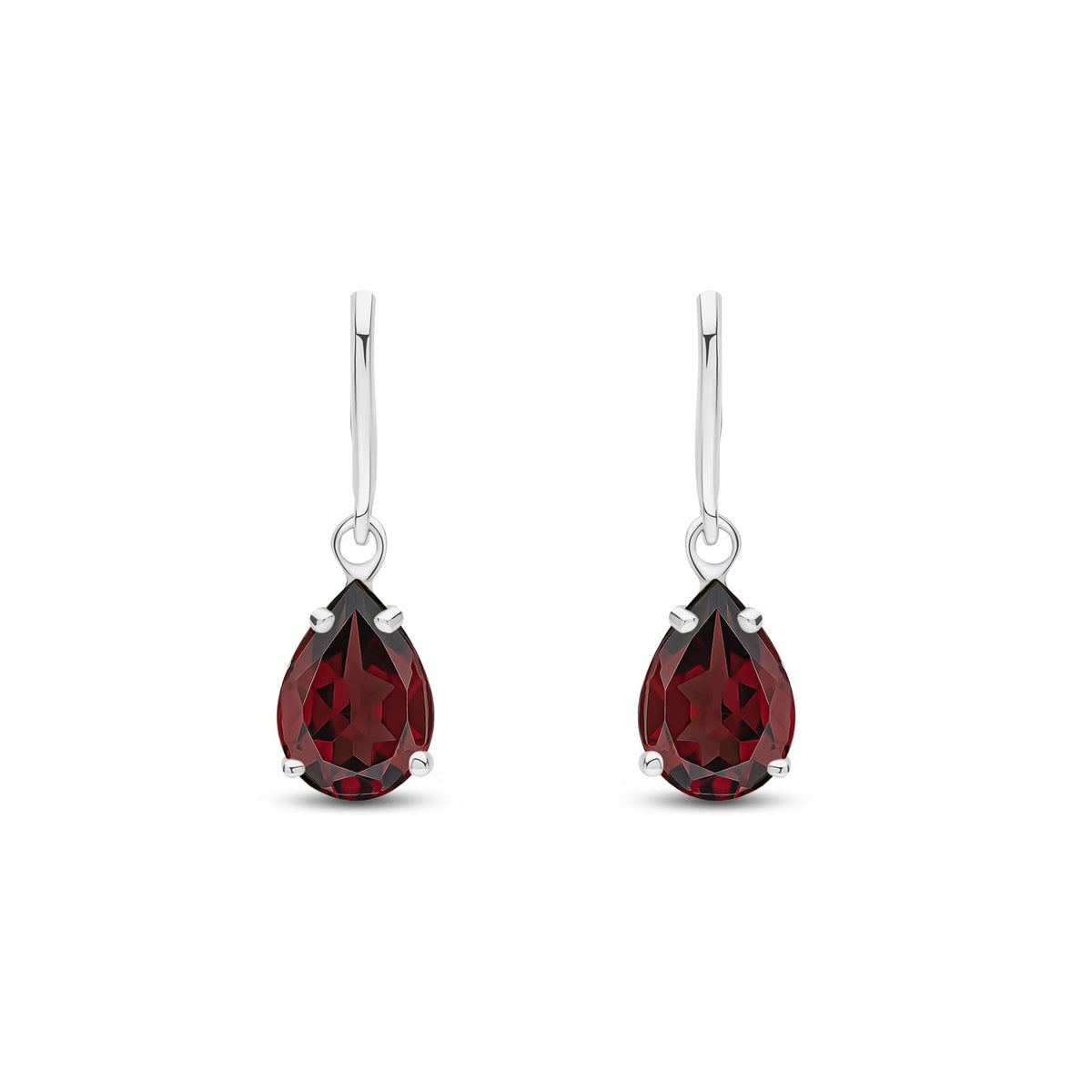 9ct White Gold Pear Shaped Claw Wire Hook Drop Earrings — 7x5mm