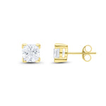 9ct Yellow Gold Cushion Cubic Zirconia CZ Claw Stud Earrings — 6mm