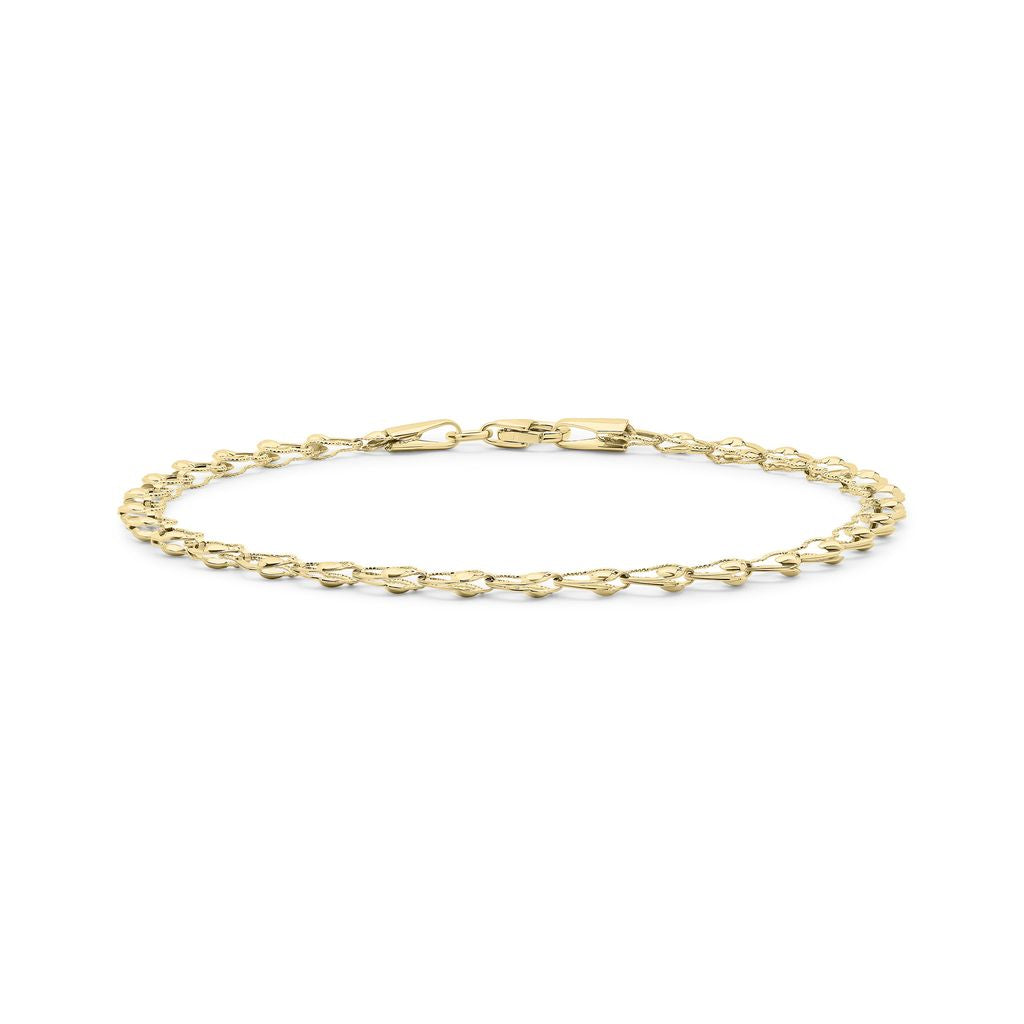 9ct Yellow Gold Open Heart Link Bracelet