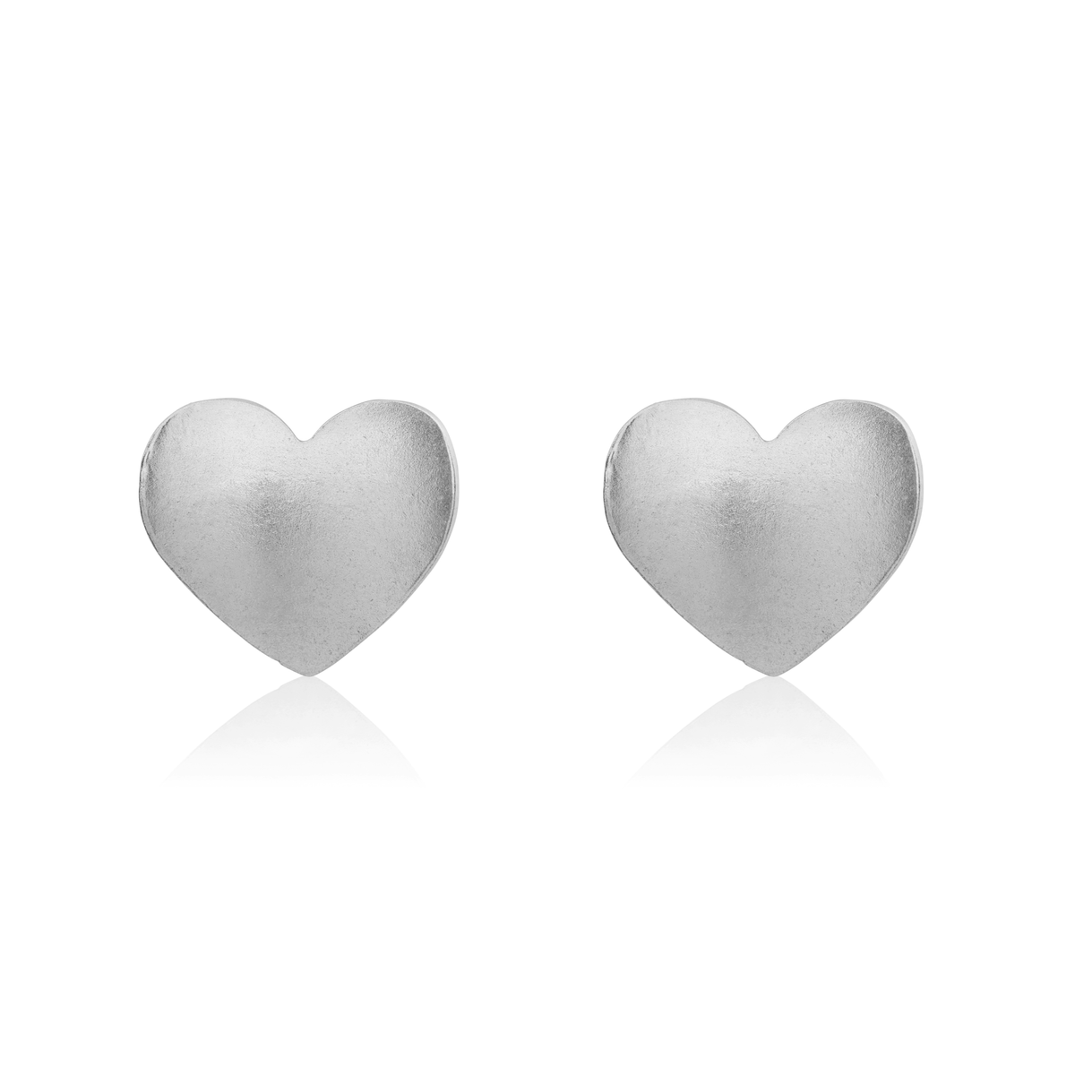 9ct White Gold Satin Concave Heart Stud Earrings