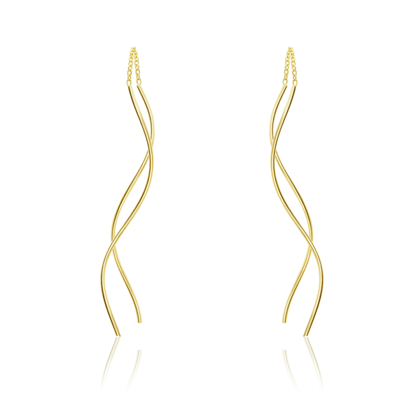 9ct Gold Ribbon Pull-Through Drop Earrings
