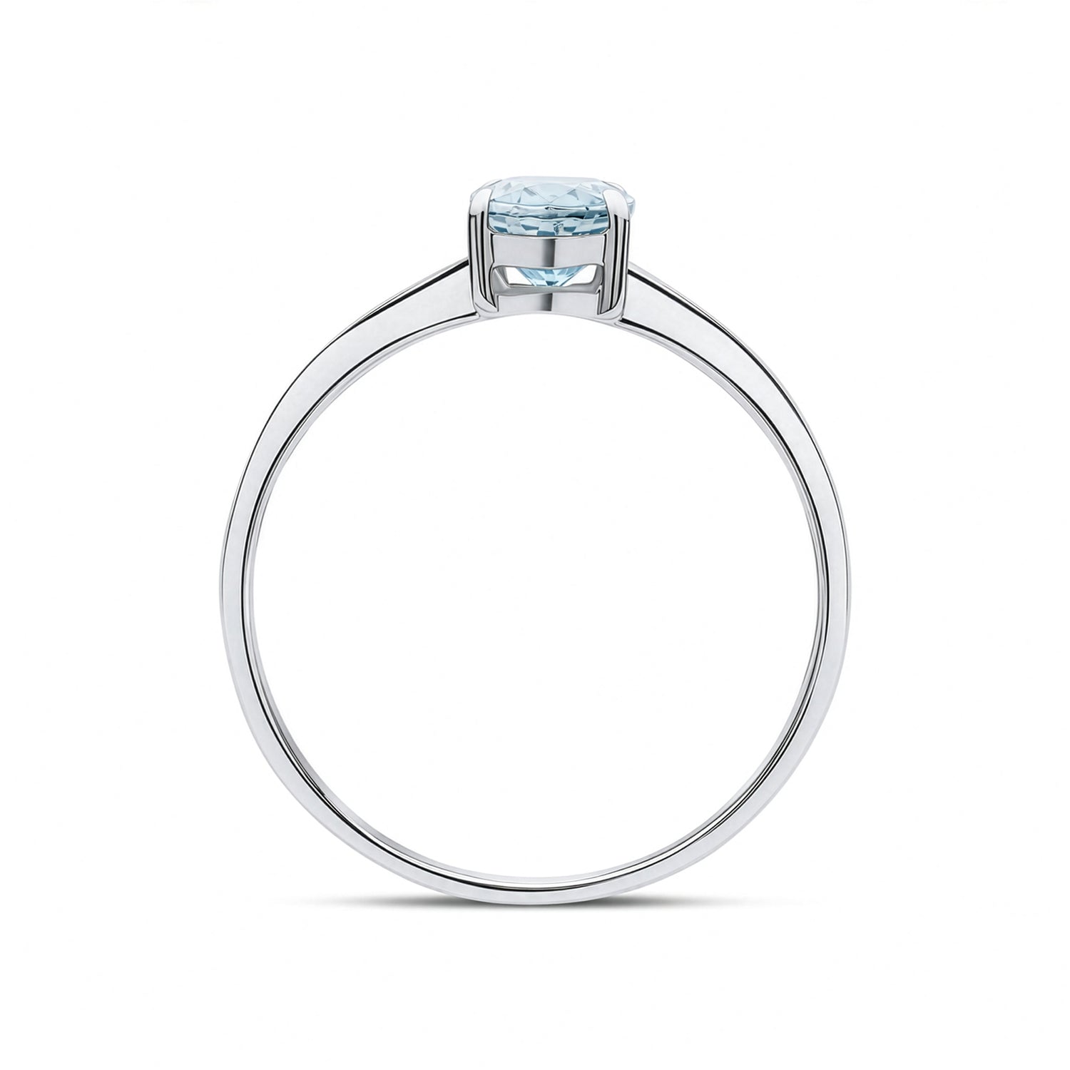 9ct White Gold Oval Natural Aquamarine Claw Ring — 7x5mm