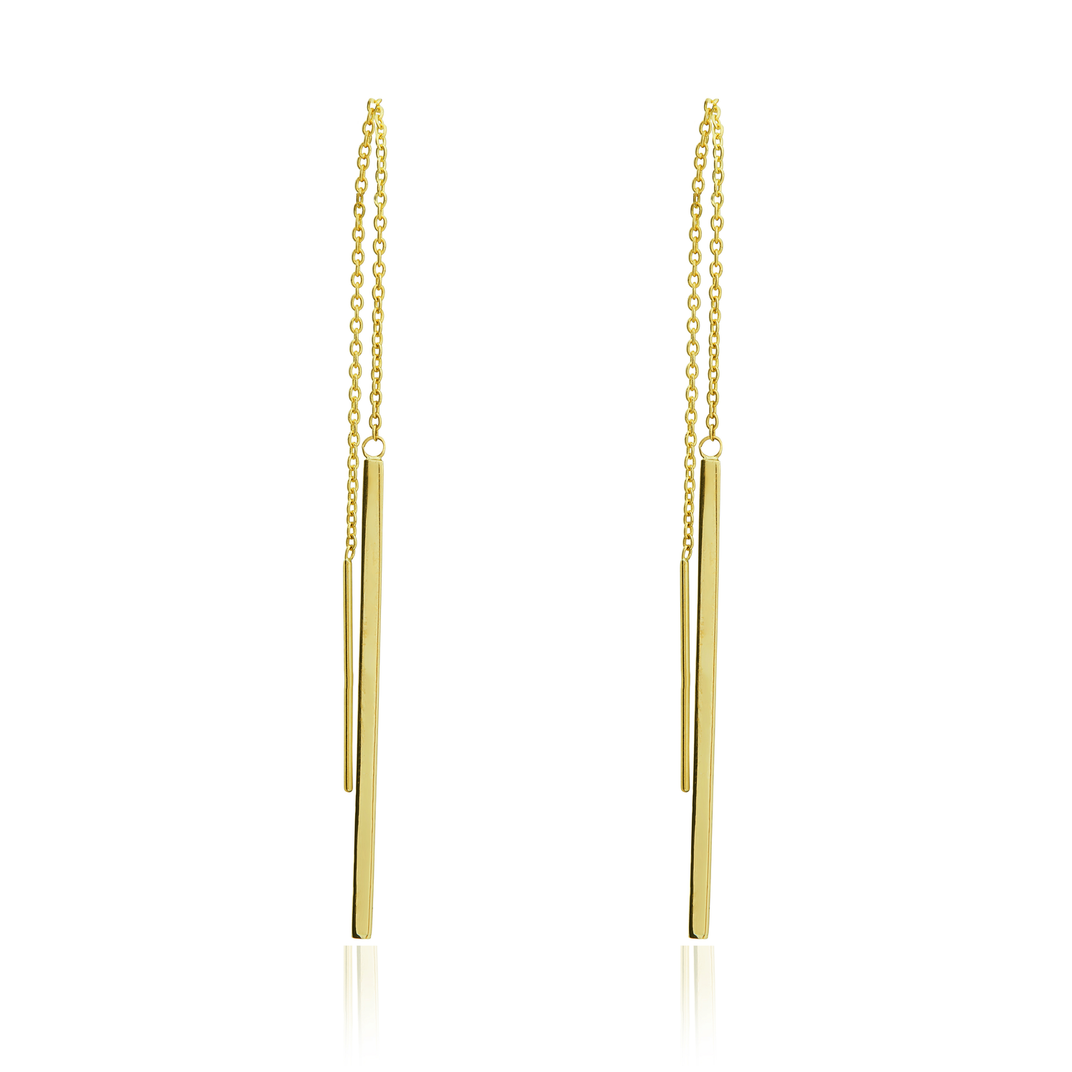 9ct Yellow Gold Bar Pull-Through Earrings