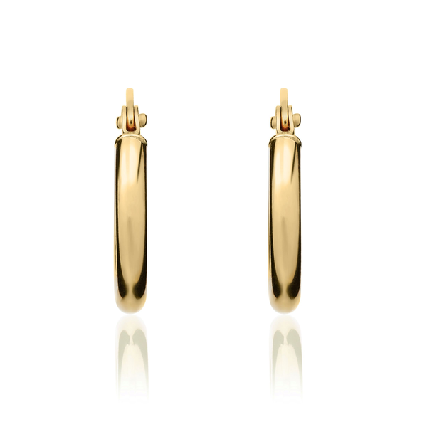 18ct Yellow Gold Polished Round Tube Hoop Earrings — 14x2mm