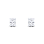 9ct White Gold Oval Cubic Zirconia CZ Stud Earrings — 7x5mm