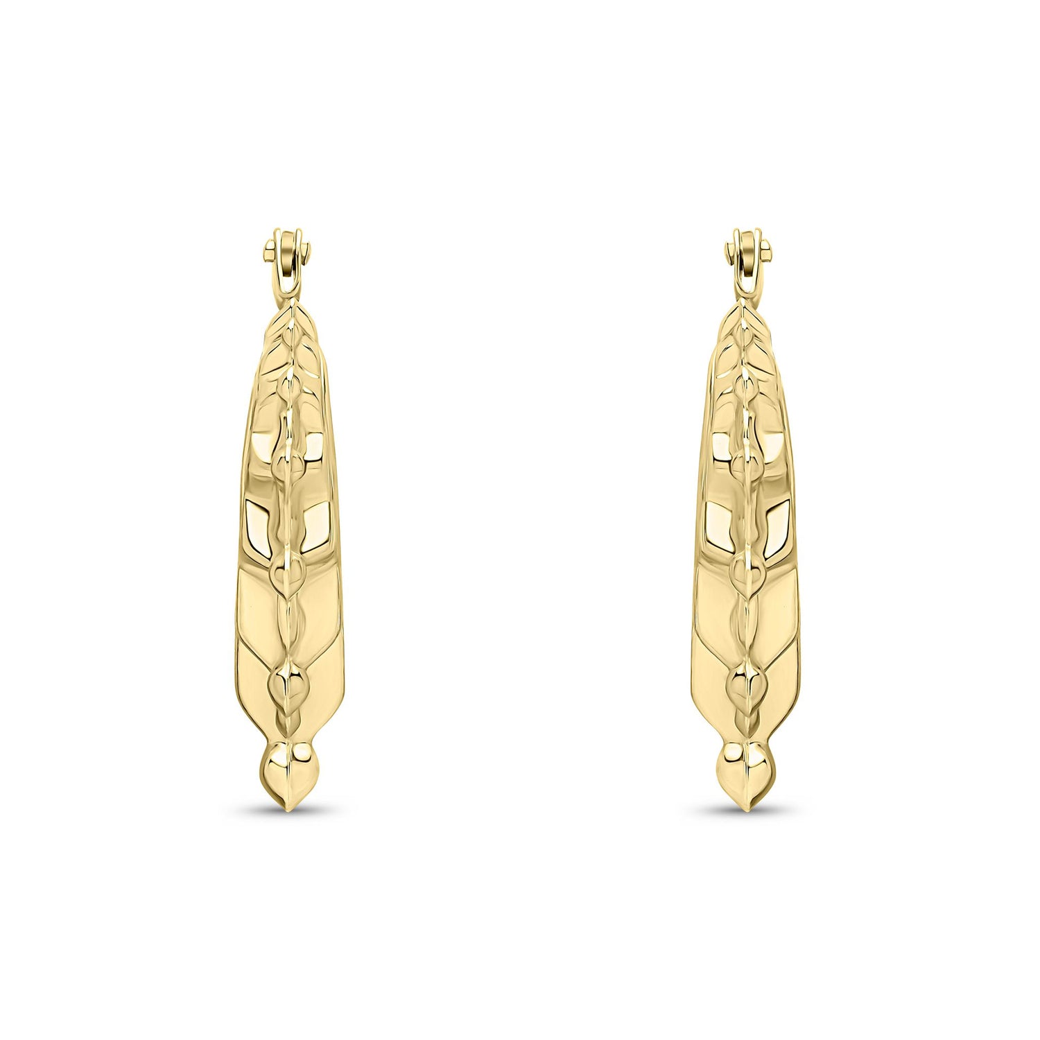 9ct Yellow Gold Ornate Vintage Hoop Earrings
