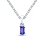 9ct White Gold Octagonal Natural Tanzanite Claw Pendant — 5x3mm