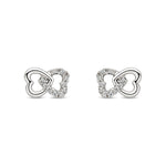 9ct White Gold Natural Diamond Interlocking Heart Stud Earrings